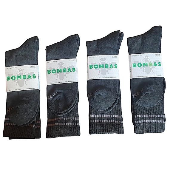 Bombas Underwear & Socks Bombas Classic Black Grey Stripe Ribbed
